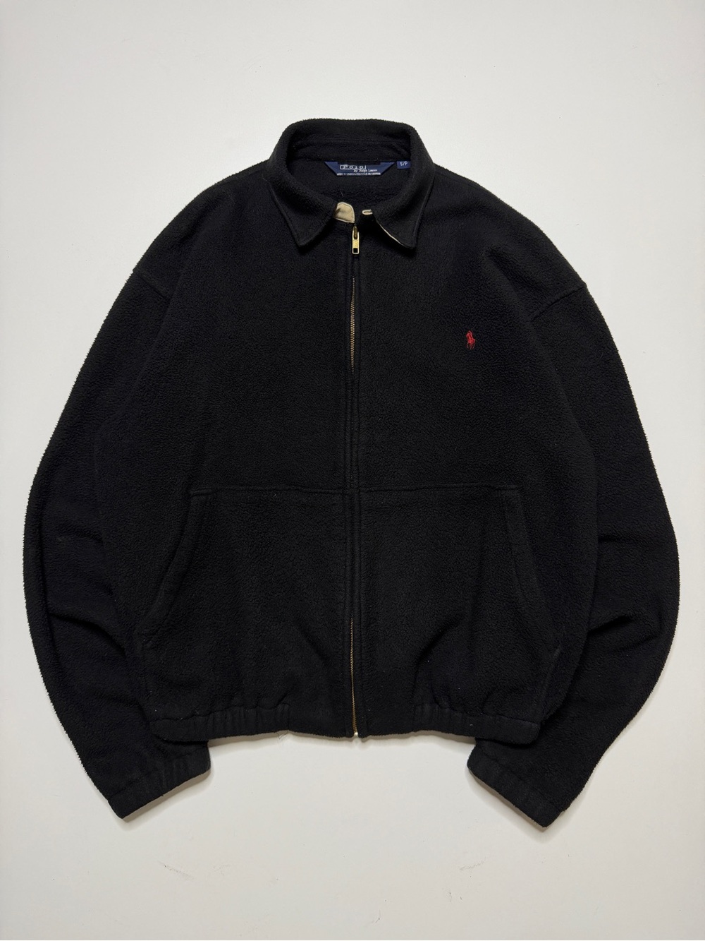 Vintage Polo Ralph Lauren Fleece Full Zip Jacket Mens Small Black